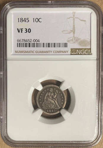 1845 NGC VF30 Liberty Seated Dime 10c