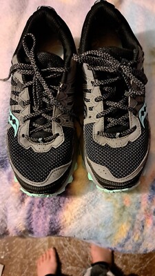 Size 8 - Saucony Excursion TR13  Black Mint  Running Walking shoes