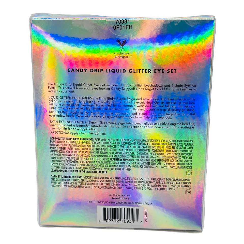 4 Piece E.L.F. Holiday Candy Drip Liquid Glitter Eye Set New NIB Free Shipping - Изображение 2 из 2