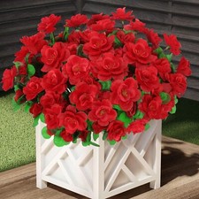 6 Bundles Artificial Outdoor Flowers Fake Silk Camellia Flowers Outdoor UV Re...