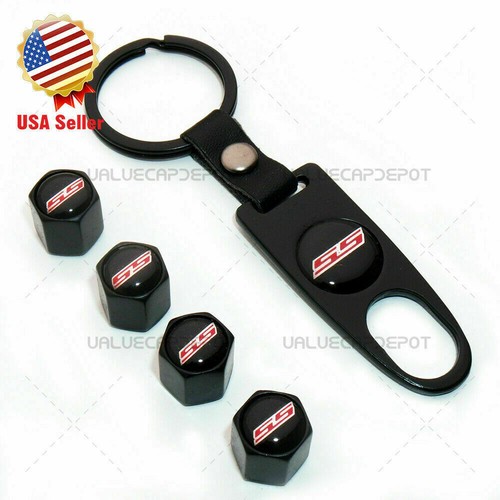 NEW VALVE STEM CAPS + KEYCHAIN WHEEL TIRE BLACK OR SILVER FOR SS eBay