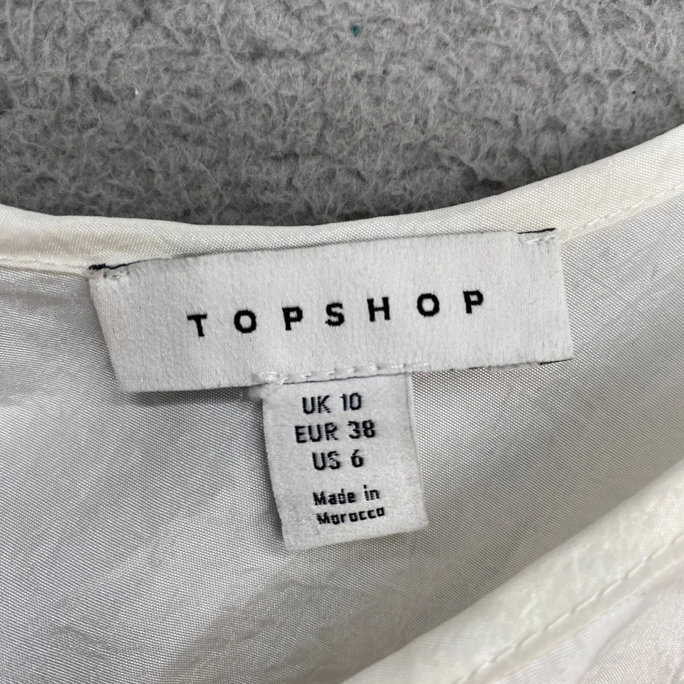 Top corto Topshop para mujer 6 deshuesados blanco coqueta manga abullonada femenino cremallera Foto 4 de 4