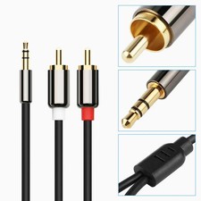 2 RCA to 3.5 MM AUX Cable - 5 Meter for Home Office