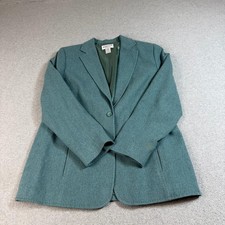 Pendleton Blazer Jacket Women 12 Green Teal 100 Virgin Wool Heritage USA READ