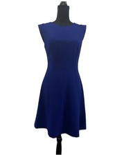 Vince Camuto Womens Sz 6 Dress Royal Blue Fit Flare Cap Sleeve Round Neck Zipper