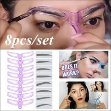 8-in-1 Eyebrow Stencil Brow Stamp Template Reusable Makeup Tools Set