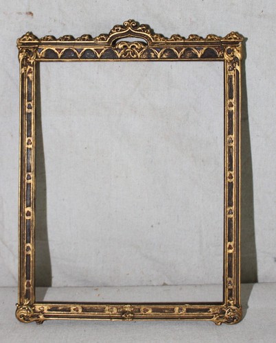 ANTIQUE FITS 7 X 9" PICTURE DOCUMENT MAP FRAME WOOD ARTS CRAFTS GOLD GILT CARVED - Picture 4 of 24