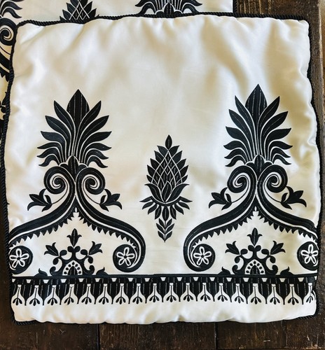 DRANSFIELD & ROSS Pillow Covers (2) DESIGNER ACCENT THROW 20x20” Black White Slk - Picture 5 of 15