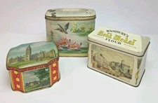 Lot Of 3 Vintage Tins Washburn's Flour, Horner, Gray Dunn