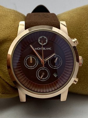 Refurbished Rare Montblanc Brown Chronograph/Blue Coated Dial Men's Quartz Watch