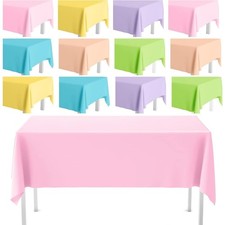 Rainbow Pastel Plastic Tablecloths 12 Pack Disposable Rectangular Table Covers