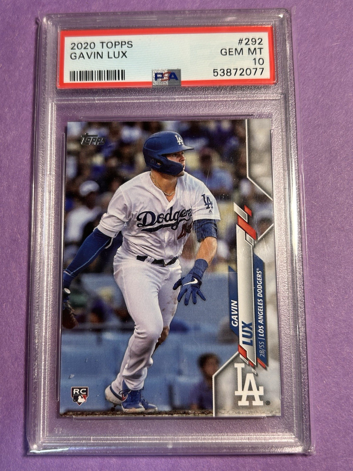 2020 Topps #292 Gavin Lux Rookie RC Card PSA 10 Dodgers