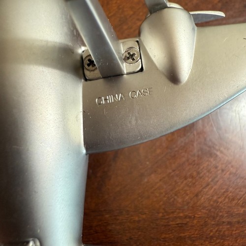 Vintage Airplane Desk Clock Silver Tone Propeller Plane Quartz Novelty - Picture 9 of 10
