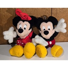 Mattel Disney Mickey Minnie Mouse Plush Set 1999 Vintage 13" Jointed Stuffed