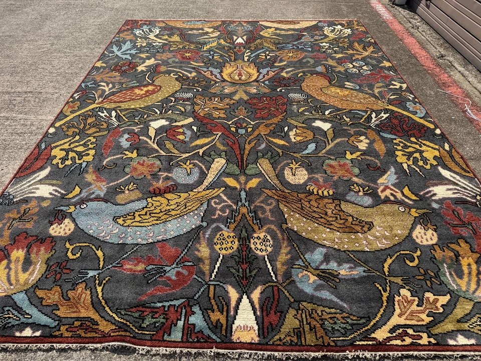 9 x 12 восточный ковер синий серый ручной работы ручной работы новый oushak животных ковер мягкий ft - Изображение 2 из 4