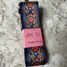 Jen  Co Boho Blue Guitar Strap Adjustable Purse Strap Silver Tone Hardware NEW