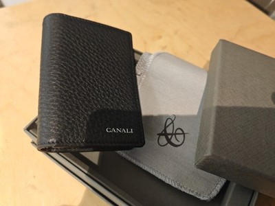 Italian Chic CANALI Black Leather Wallet Card Holder Made In Italy 
