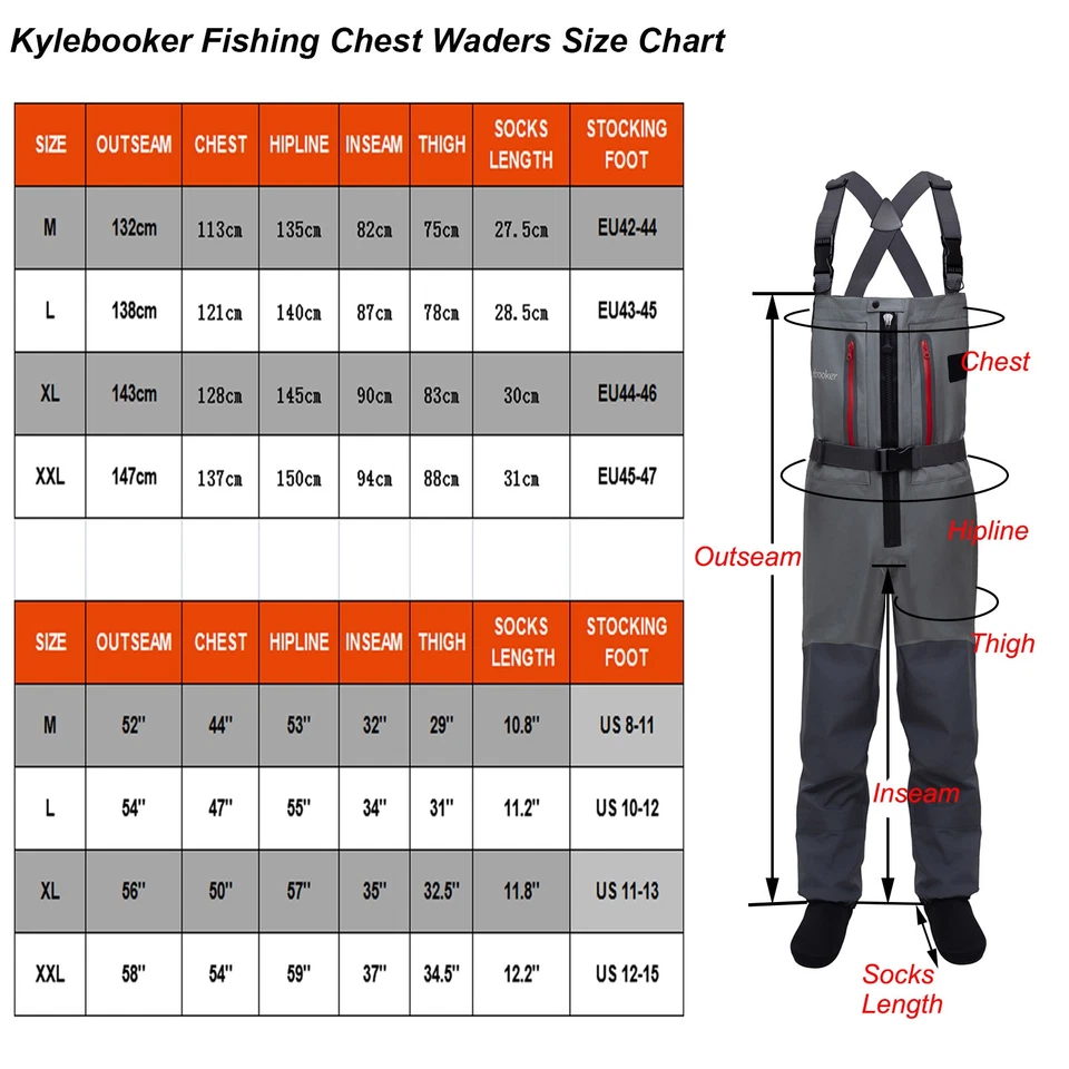 5-Layer Zippered Chest Waders Fly Fishing Stockingfoot Waders for Men Breathable - Image 2 of 4