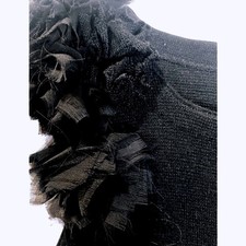 NWT Zara Knit Black Mini Dress Ruffle Floral Sleeves Thick Fabric Small NWT