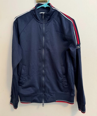 Ben Sherman Men's Golf Track Zip Up Jacket ~ Small ~ Blue~Side Red White Stripes