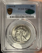 1944-D 50c PCGS MS 66 CAC Walking Liberty Half Dollar