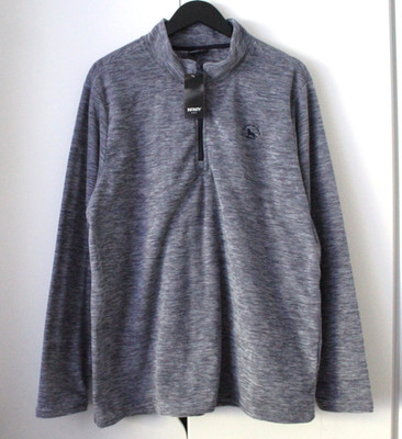 Infinity Herren Fleece Pullover Half Zip Sweatshirt grau meliert ungetragen XL