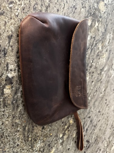 Hide And Drink Wristlet Pouch Clutch Handmade Full Grain Brown