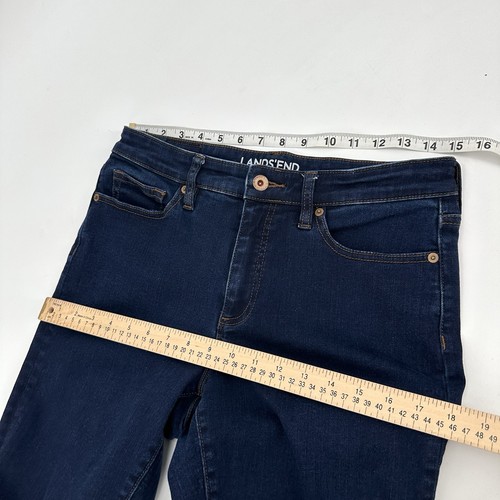 Lands End Jeans Mid Rise Straight Womens Sz 8 TALL Dark Wash Cotton Blend Denim - Picture 9 of 13