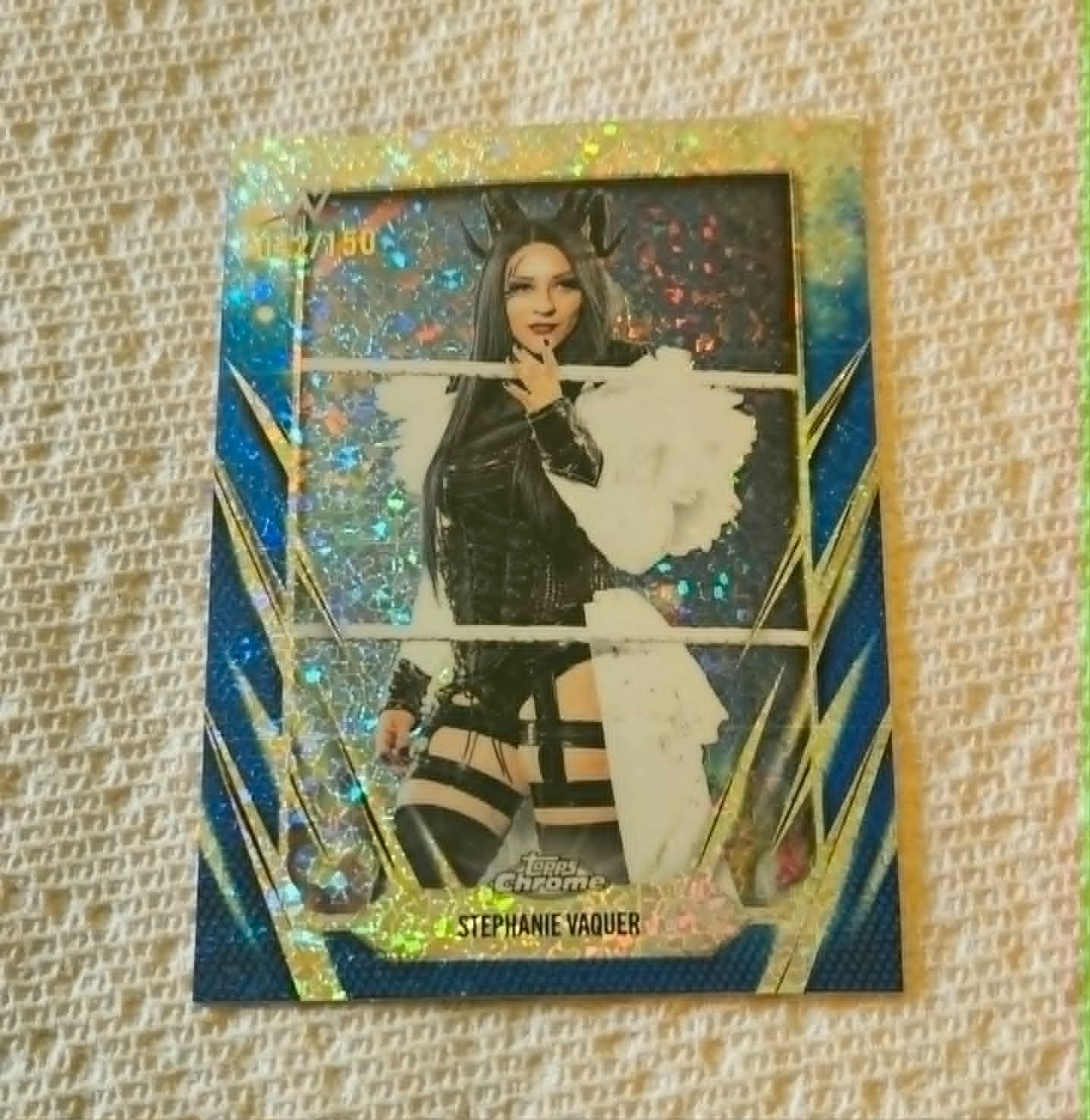 2026 WWE Topps Chrome Stephanie Vaquer #74 42/150 Blue Mini Diamond