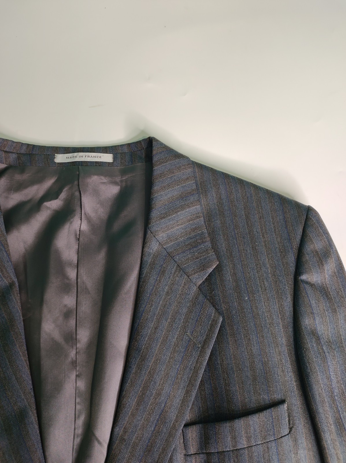 Yves Saint Laurent Abbigliamento Uomo 44L? Giacca di lana blazer grigio a righe blu