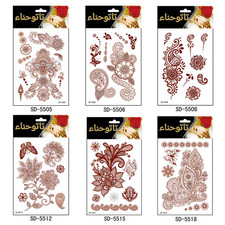 Temporary Tattoos for Women, 6 Sheets Henna Stickers, Waterproof Red Henna Tatto
