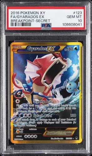 2016 POKEMON XY BREAKPOINT SECRET #123 FULL ART/GYARADOS EX PSA 10