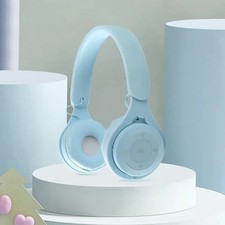 Blue- Wireless Bluetooth Over-Ear Headphones Foldable Stereo w/ Mic