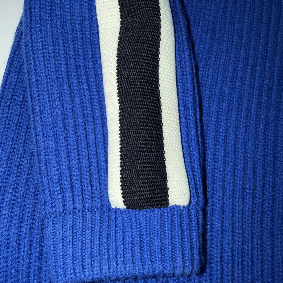 Suéter para mujer Tory Burch talla pequeña azul tejido manga larga mezcla de lana Foto 4 de 4