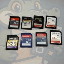 LOT of 8 - 32GB - SD Cards - Various Brands - Untested - GC734