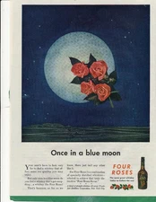 Magazine Ad - 1945 - Four Roses Whiskey - World War 2 - blue moon