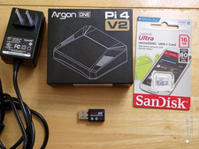 Argon 1 V2 Pi4 Fan case w/canna power, ScanDisk 16Gb microSD, USB wireless adapt