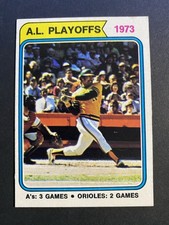 1974 Topps Baseball A.L. Playoffs Reggie Jackson Oakland A's Card #470 (b)