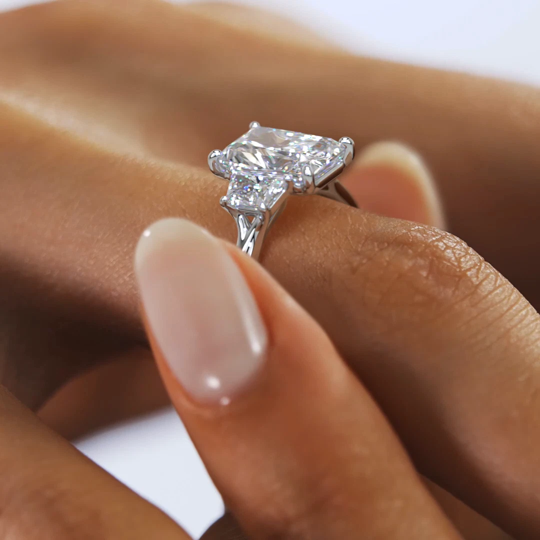 Radiant Lab Grown 2.50Ct Diamond Ring IGI Certified 14k White Gold image-2