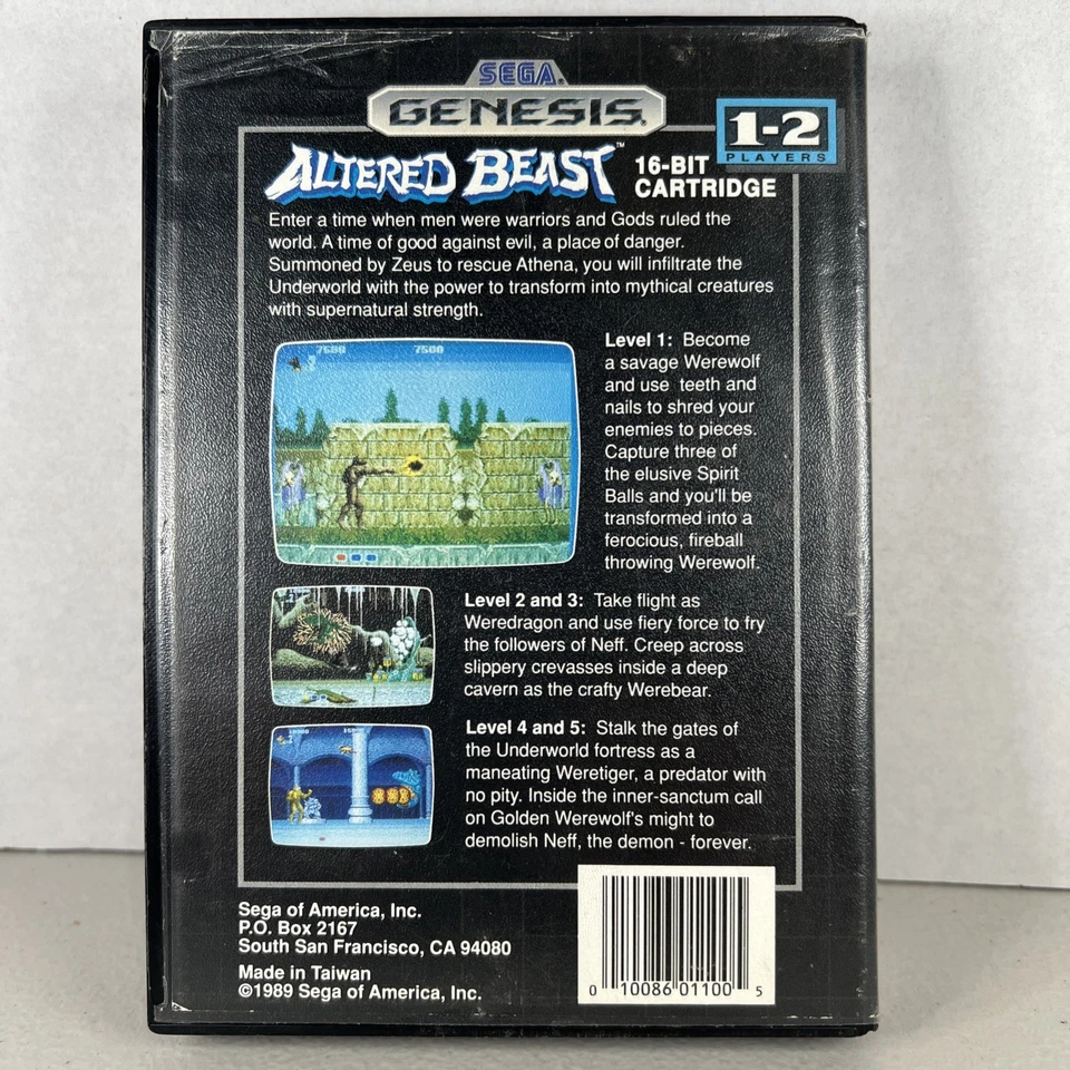 Altered Beast (Sega Genesis, 1989) Authentic Complete Video Game -Not Tested-CIB - Image 2 of 4
