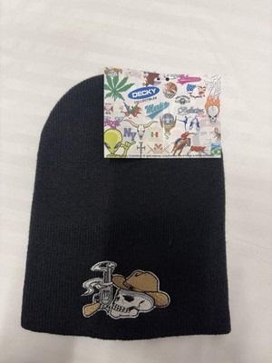 Beanie Hat Unisex Decky Collectibles Black Skull Cowboy Guns NWT