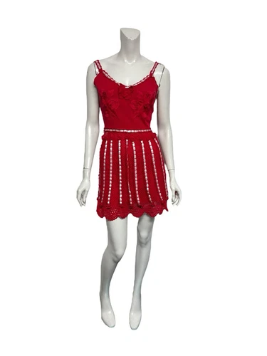 Abito vintage Moschino economico e chic anni 90 maglia rossa nastro S 40