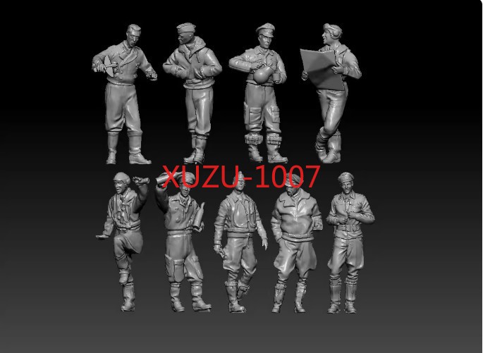 1/72/48 World War II German Air Force 9 Person Model unpainted 3D Printed Model