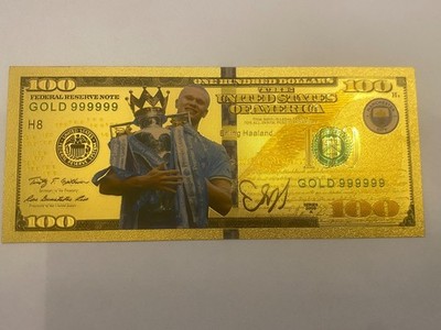 Erling Haaland (Man City) PVC 24K Gold Foil Plated $100 USA Banknote