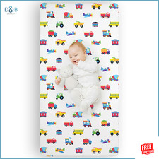 Wildkin 100 Cotton Fitted Crib Sheet   Soft  Breathable Fitted Sheet - Trains