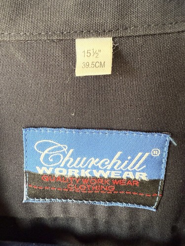 Churchill Work Wear Black London Fire Brigade Mens LFB Button Shirt 15.5 Small - Picture 10 of 10