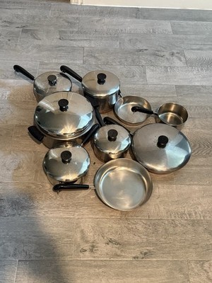 Vintage Revere Ware Copper Bottom Stainless Steel Cookware Set 13-Piece