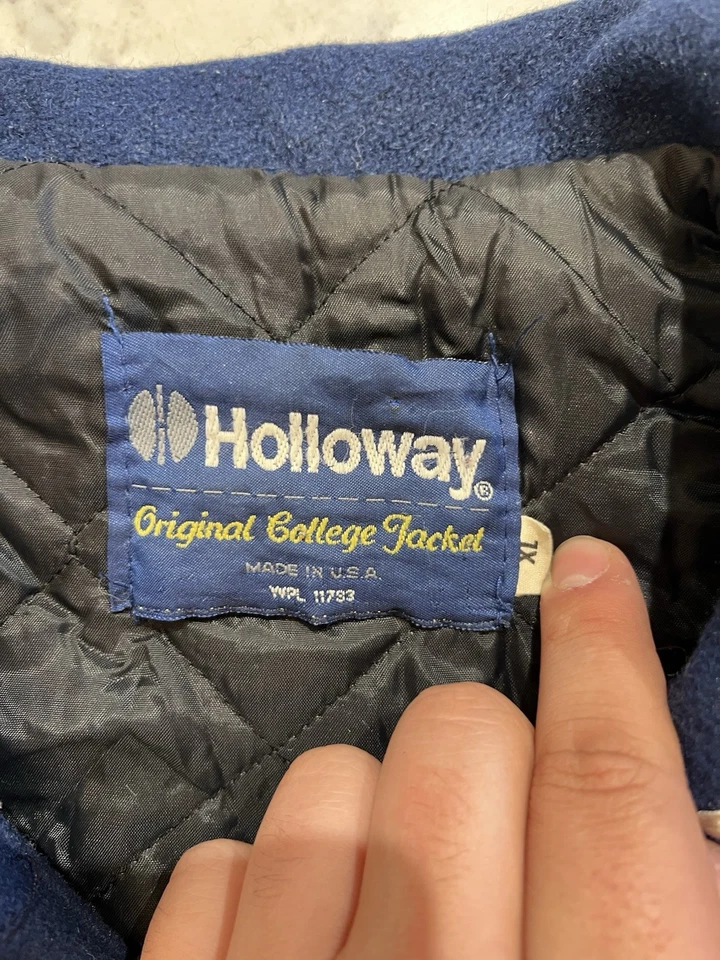 Chaqueta Universitaria Vintage Holloway St Francis HS Letterman Azul XL Lana EE. UU. Foto 3 de 4