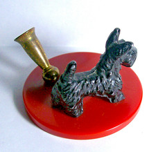 Vintage ART DECO Black Metal SCOTTIE DOG PEN ...