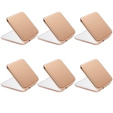 6 PCS Compact Mirror Pocket Travel Makeup Metal Square 1X/2X Rose Gold
